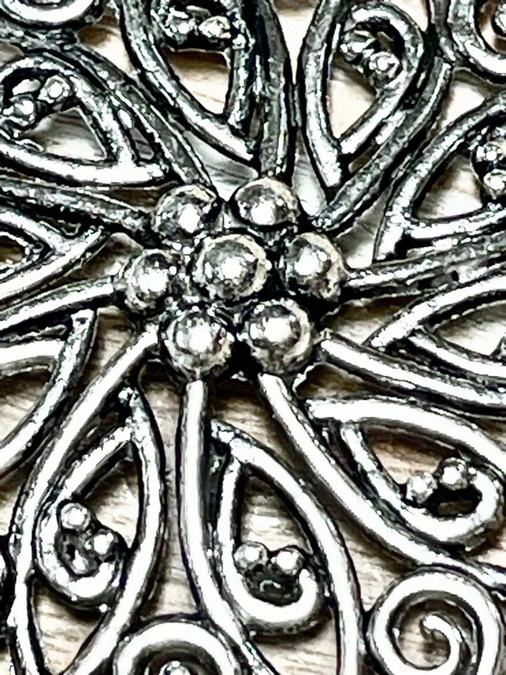 Silver Filigree Round Sunburst Pendant Necklace - Women’s Silvertone Necklace